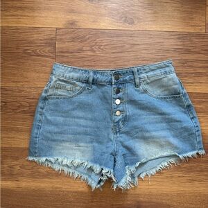 Source Unknown Blue Frayed Jean Shorts